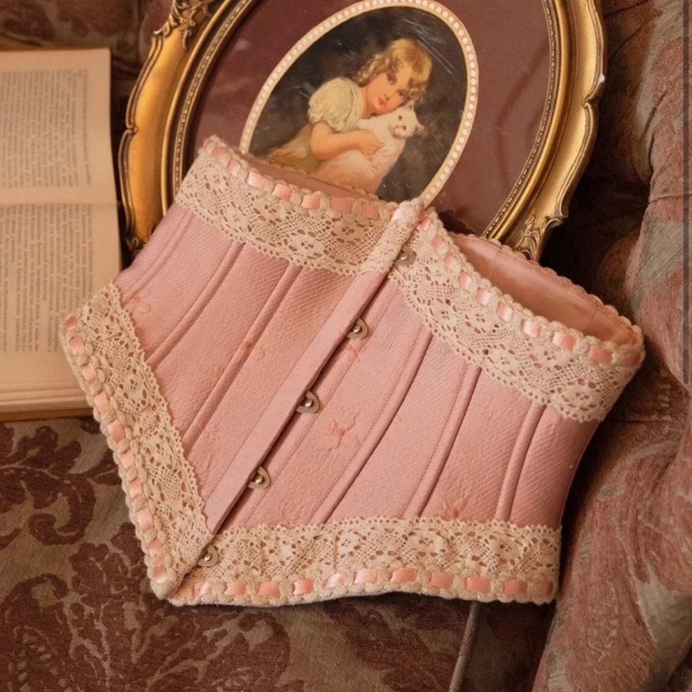 Lace made pink corset